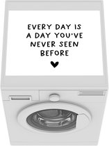 Wasmachine beschermer mat - Engelse quote You will never be ready, just start met een hartje - Breedte 55 cm x hoogte 45 cm