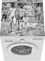 Wasmachine beschermer mat - Bathing Men - Schilderij van Edvard Munch - zwart wit - Breedte 60 cm x hoogte 60 cm