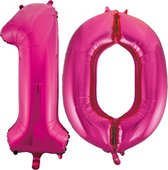 Folie cijfer ballonnen  pink roze 10.