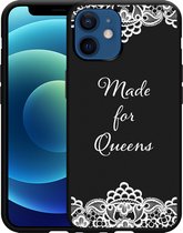 iPhone 12/12 Pro Hoesje Zwart Made for queens - Designed by Cazy