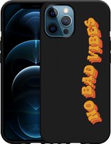 iPhone 12 Pro Max Hoesje Zwart No Bad Vibes - Designed by Cazy
