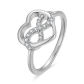 Twice As Nice Ring in zilver, open hart, infinity, zirkonia  58