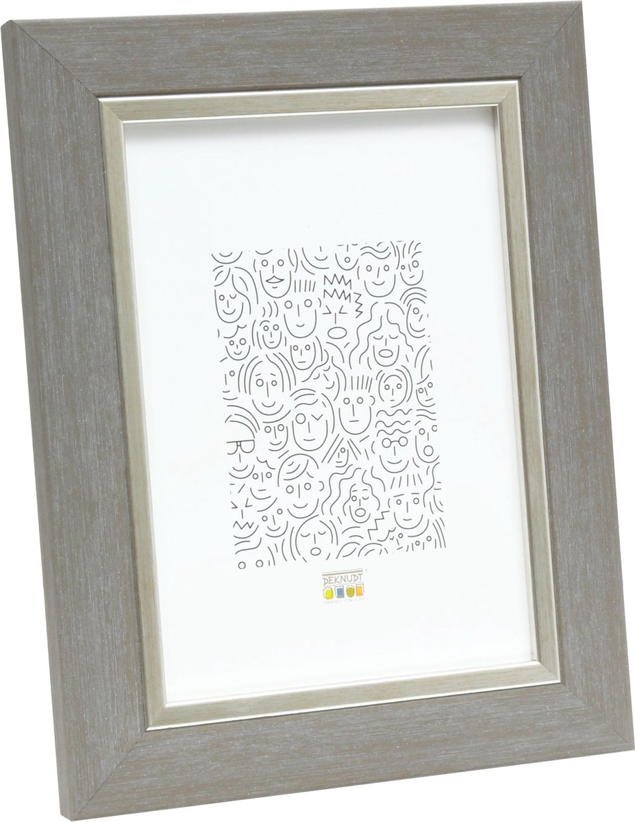 Deknudt Frames fotolijst S45VF3 - grijs met zilverbies - foto 18x24 cm