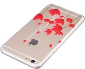 Peachy Doorzichtig rode bloemen tulpen TPU iPhone 6 6s hoesje case cover