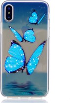 Peachy Ijsblauw doorzichtig vlinder TPU iPhone X XS hoesje case
