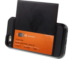 Peachy Secret Pasjeshouder hoesje geschikt voor iPhone 5 5s SE 2016 hardcase - Portemonnee - Wallet - Zwart