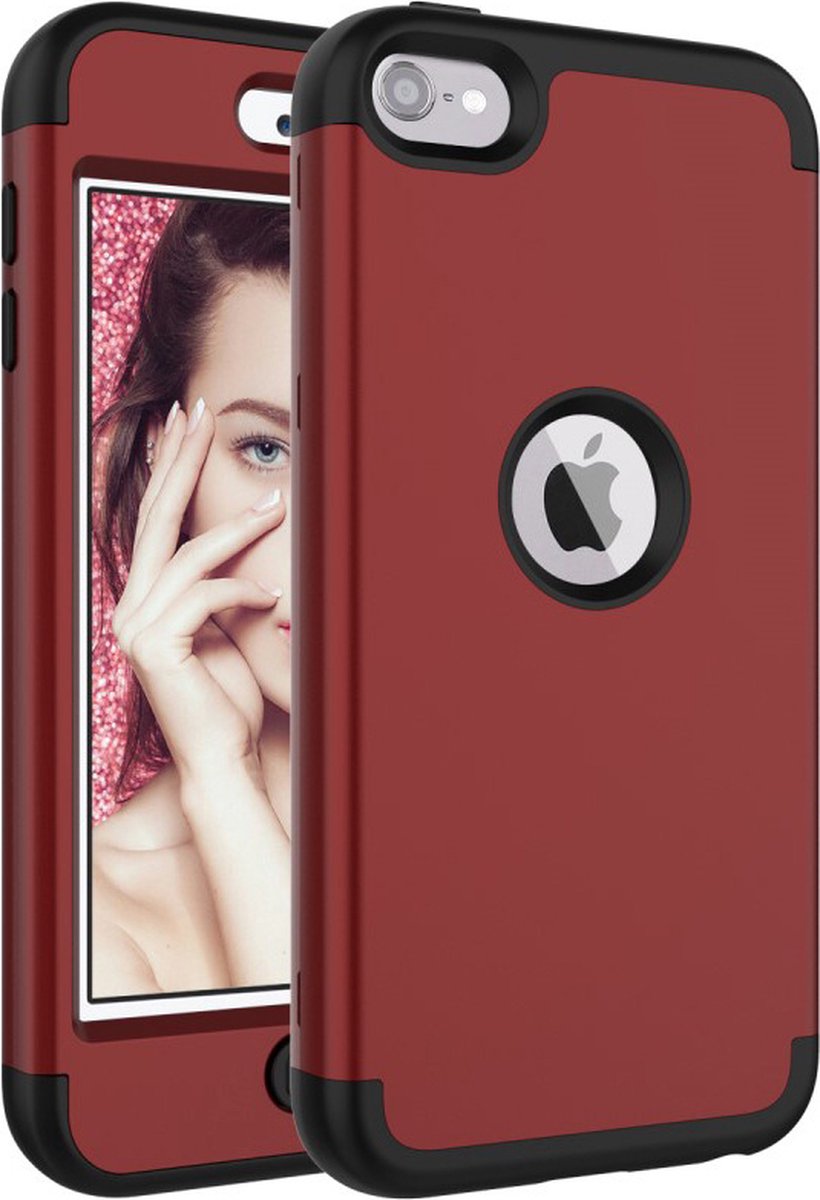 Peachy Armor Schokbestendig Silicone Polycarbonaat iPod Touch 5 6 7 hoesje - Rood - Peachy