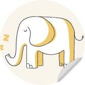 Muursticker Slapende Olifant Rond - Wanddecoratie - Kinderkamer - Babykamer