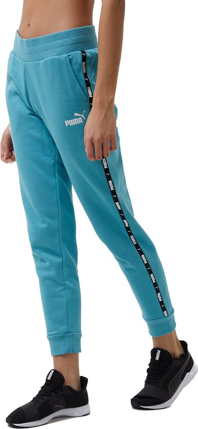 Puma Power Tape Fleece Joggingbroek Turquoise/Blauw Dames - Maat L | bol.com