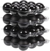 36x Zwarte glazen kerstballen 4 cm - mat/glans - Kerstboomversiering zwart