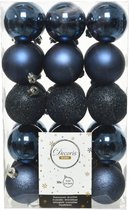 30x stuks plastic kerstballen donkerblauw (night blue) 6 cm - Onbreekbare kunststof kerstballen
