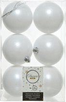 6x Winter witte kunststof kerstballen 8 cm - Mat- Onbreekbare plastic kerstballen - Kerstboomversiering winter wit