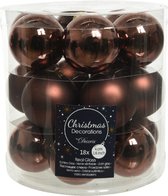 18x stuks kleine kerstballen donkerbruin van glas 4 cm - mat/glans - Kerstboomversiering