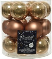 18x stuks kleine kerstballen camel bruin van glas 4 cm - mat/glans - Kerstboomversiering