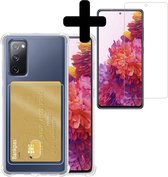 Samsung S20 FE Hoesje Pasjeshouder Case Met Screenprotector - Samsung Galaxy S20 FE Pasjeshouder Card Case Hoesje Met Screenprotector - Transparant