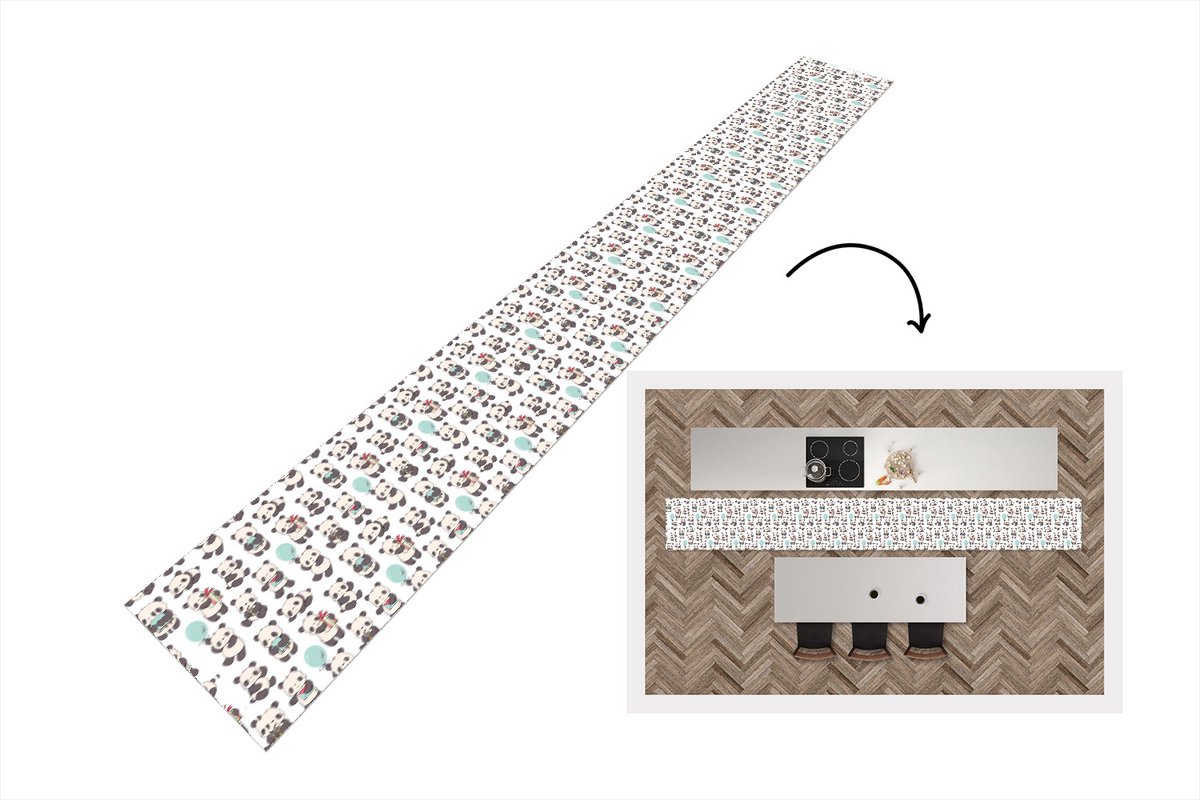 KitchenYeah Keukenloper - Keukenmat - Cadeau - Panda - Patroon - Keuken vloerkleed multicolor, foto 3