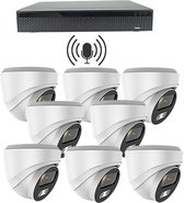 Beveiligingscamera set 8x Sony 5MP IP Dome camera met geluidsopname