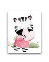 Schilderij  Liefde zebra - hartjes / liefde geven / Jungle / Safari / 40x30cm