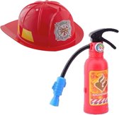 Brandweer speelgoed verkleed set helm met brandblusser