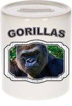 Dieren liefhebber stoere gorilla spaarpot  9 cm jongens en meisjes - keramiek - Cadeau spaarpotten gorilla apen liefhebber