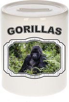 Dieren liefhebber gorilla spaarpot  9 cm jongens en meisjes - keramiek - Cadeau spaarpotten gorilla apen liefhebber