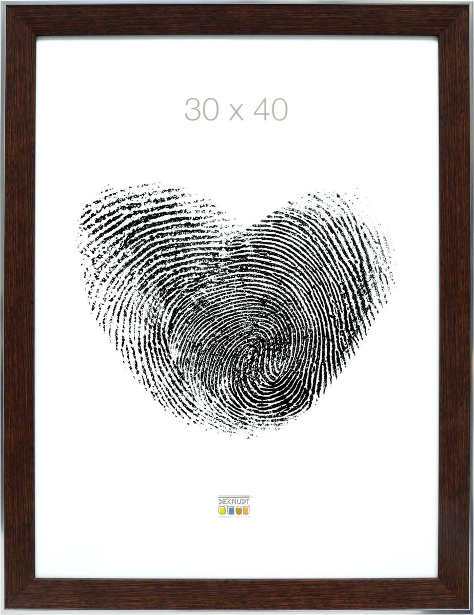 Deknudt Frames fotolijst S45FE3 - bruin - zilver buitenrand - 30x40 cm
