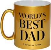 Worlds best dad cadeau koffiemok / theebeker - 330 ml - goudkleurig - Cadeau mok