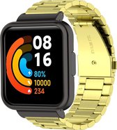 Stalen Smartwatch bandje - Geschikt voor Redmi Watch 2 Lite stalen band - goud - Strap-it Horlogeband / Polsband / Armband