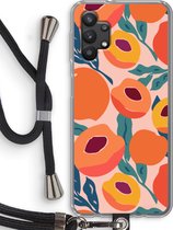 Case Company® - Samsung Galaxy A32 5G hoesje met Koord - Perzik - Telefoonhoesje met Zwart Koord - Bescherming aan alle Kanten en Over de Schermrand