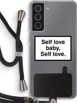 Case Company® - Samsung Galaxy S21 FE hoesje met Koord - Self love - Telefoonhoesje met Zwart Koord - Bescherming aan alle Kanten en Over de Schermrand