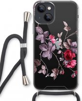 Case Company® - iPhone 13 mini hoesje met Koord - Mooie bloemen - Telefoonhoesje met Zwart Koord - Extra Bescherming aan alle Kanten en Over de Schermrand