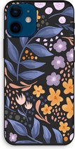 Case Company® - iPhone 12 mini hoesje - Flowers with blue leaves - Biologisch Afbreekbaar Telefoonhoesje - Bescherming alle Kanten en Schermrand