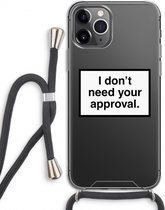 Case Company® - iPhone 11 Pro hoesje met Koord - Don't need approval - Telefoonhoesje met Zwart Koord - Extra Bescherming aan alle Kanten en Over de Schermrand