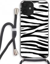 Case Company® - iPhone 12 mini hoesje met Koord - Zebra pattern - Telefoonhoesje met Zwart Koord - Extra Bescherming aan alle Kanten en Over de Schermrand