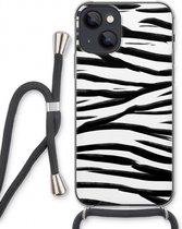 Case Company® - iPhone 13 hoesje met Koord - Zebra pattern - Telefoonhoesje met Zwart Koord - Extra Bescherming aan alle Kanten en Over de Schermrand