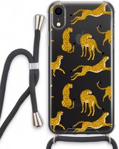 Case Company® - iPhone XR hoesje met Koord - Luipaard - Telefoonhoesje met Zwart Koord - Extra Bescherming aan alle Kanten en Over de Schermrand