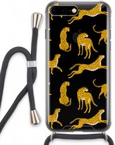 Case Company® - iPhone 7 PLUS hoesje met Koord - Luipaard - Telefoonhoesje met Zwart Koord - Extra Bescherming aan alle Kanten en Over de Schermrand