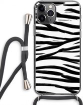 Case Company® - iPhone 11 Pro hoesje met Koord - Zebra pattern - Telefoonhoesje met Zwart Koord - Extra Bescherming aan alle Kanten en Over de Schermrand