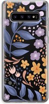 Case Company® - Samsung Galaxy S10 Plus hoesje - Flowers with blue leaves - Soft Cover Telefoonhoesje - Bescherming aan alle Kanten en Schermrand
