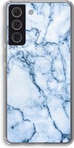 Case Company® - Samsung Galaxy S21 FE hoesje - Blauw marmer - Soft Cover Telefoonhoesje - Bescherming aan alle Kanten en Schermrand