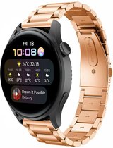 Stalen Smartwatch bandje - Geschikt voor  Huawei Watch 3 - Pro stalen band - rosé goud - Strap-it Horlogeband / Polsband / Armband