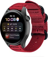 Nylon Smartwatch bandje - Geschikt voor  Huawei Watch 3 - Pro nylon gesp band - rood - Strap-it Horlogeband / Polsband / Armband