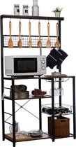 Luxiqo® Keuken Opslagrek – Opbergrek – Keukenrek – Keuken Trolley – Extra Opbergruimte – Industrieel Design – Hout, Staal – 90 x 164,3 x 40 cm