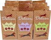 Delcon - Premium Hondensnacks Assortiment Chews - 4 x Hert, 4 x Paard en 4 x Kabeljauw