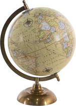 Clayre & Eef Wereldbol 22x22x33 cm Geel Hout Globe