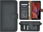 Geschikt voor Samsung Galaxy Xcover 5 hoesje - Wallet Case - Xcover 5 Wallet Book Case Echt Leer Zwart Cover