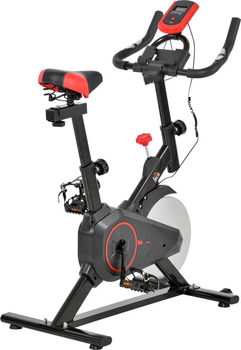 Hometrainer met LCD-display - Hometrainer fiets - Fietstrainer - Hartslagmeter - Traploze weerstand - Zwart - 85 x 46 x 114 cm