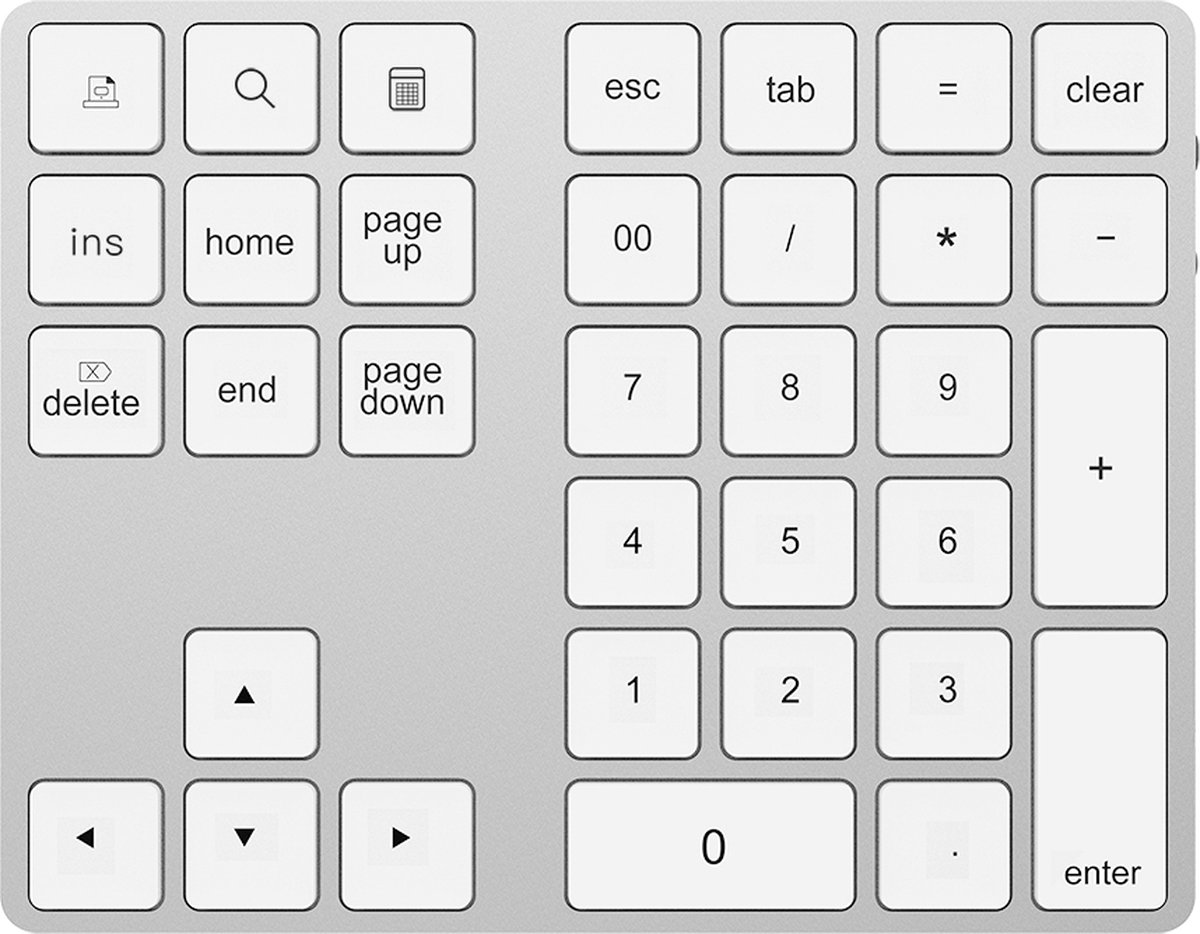 Numeriek Toetsenbord - Draadloos Bluetooth Keypad - Numeriek Numpad voor IOS, Android en Windows - 34 toetsen - Zilver