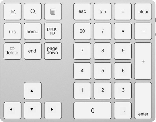 35 Key Bluetooth numeriek toetsenbord, ultradunne Bluetooth 5.0 draadloos numeriek toetsenblok/aluminium oplaadbaar Numpad-toetsenbord voor Mac OS-modus/laptop((IJzergrijs