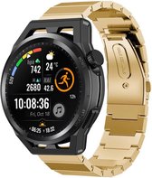 Stalen Smartwatch bandje - Geschikt voor Strap-it Huawei Watch GT Runner metalen bandje - goud - GT Runner - 22mm - Strap-it Horlogeband / Polsband / Armband